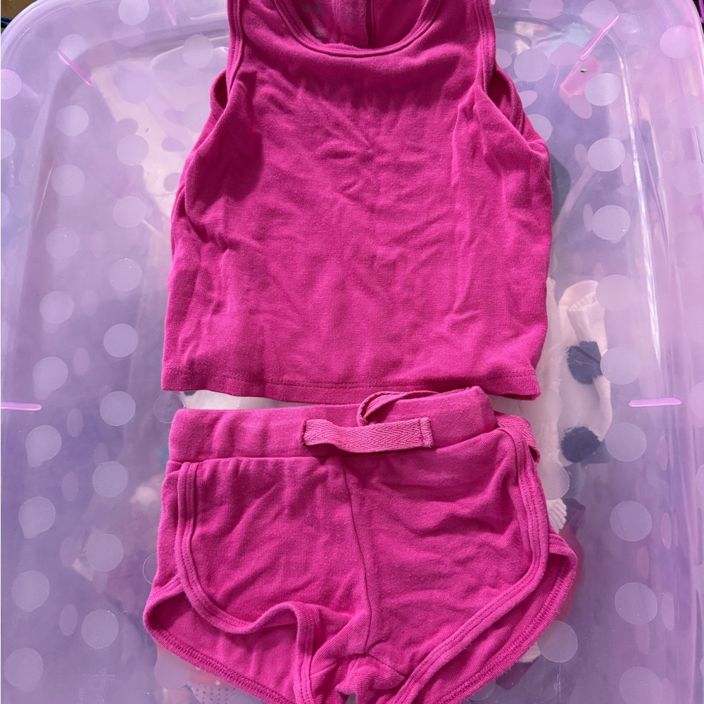 Pink Sleeveless Top and Shorts Set
